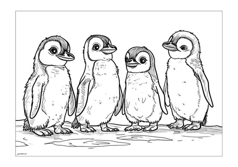 Bé học phối màu với hình mẫu tô màu chim cánh cụt sinh động từ tranh tô màu con chim