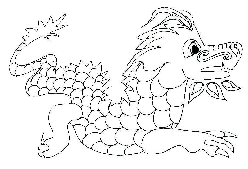 Tô màu rồng cute đơn giản mà dễ thương trong tranh tô màu con rồng