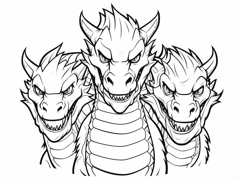 Tô màu con rồng 3 đầu giúp bé rèn kỹ năng qua tranh tô màu con rồng