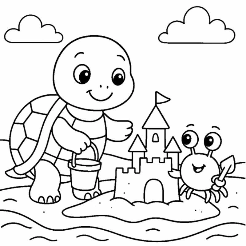 Bạn cần mẫu rùa tô màu đẹp có sẵn trong bộ tranh tô màu con rùa