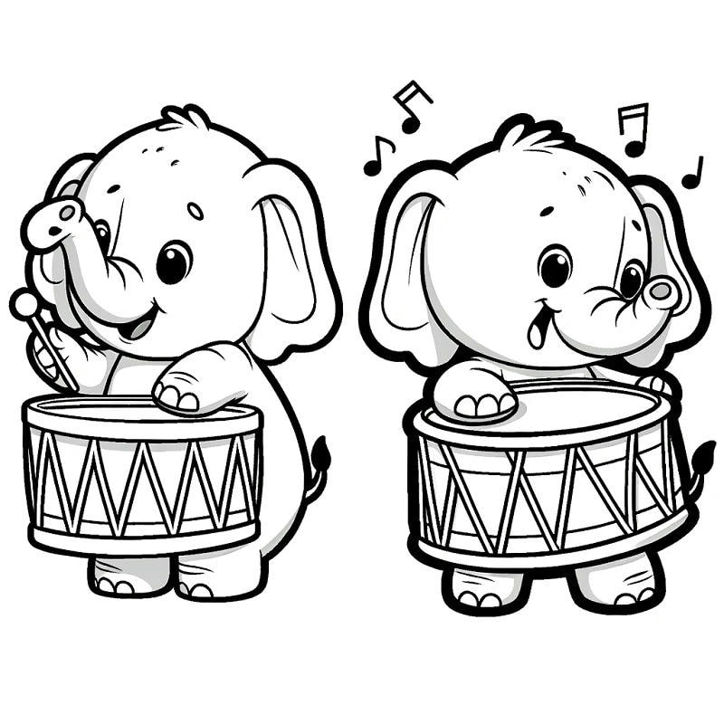 Bé sẽ thích thú khi tô màu con voi cute trong bộ tranh tô màu con voi