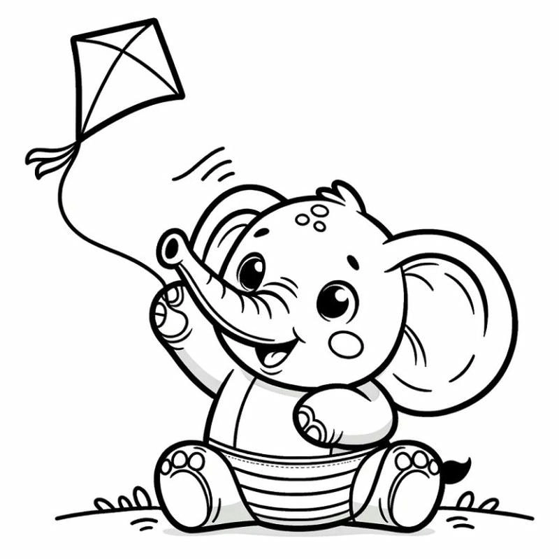 Lưu ngay hình ảnh con voi chưa tô màu để bé trải nghiệm với tranh tô màu con voi