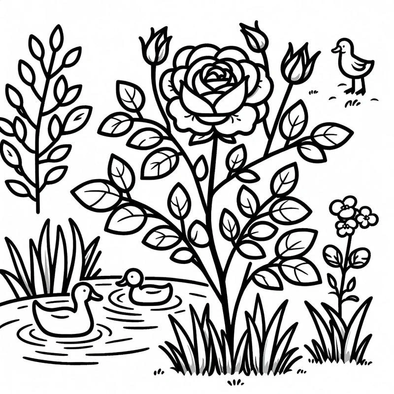 Bé yêu sẽ thích thú với các mẫu hình hoa hồng tô màu sinh động