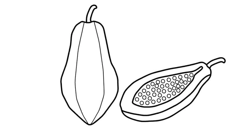 Mẫu tô màu quả đu đủ giúp bé rèn luyện khả năng tô màu