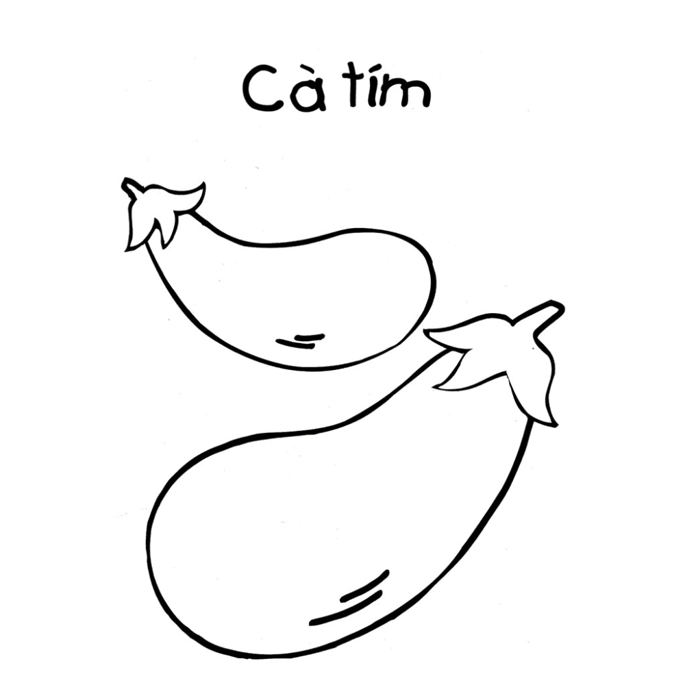 Rau củ tranh tô màu quả cà tím giúp bé học màu tím