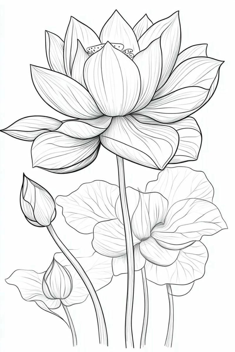 Tìm thấy niềm vui sáng tạo với bộ hình hoa sen tô màu đẹp