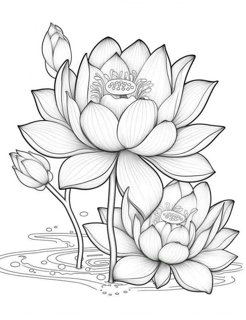 Khám phá nghệ thuật qua hình ảnh hoa sen tô màu đa dạng