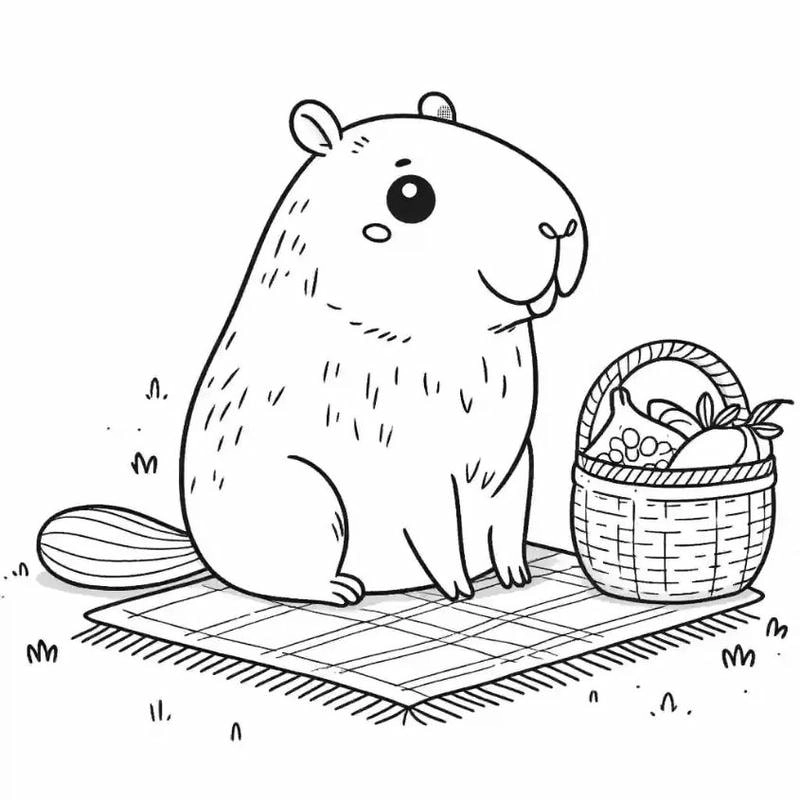 Siêu dễ thương với tranh tô màu hoạt hình chủ đề capybara hoạt hình tô màu