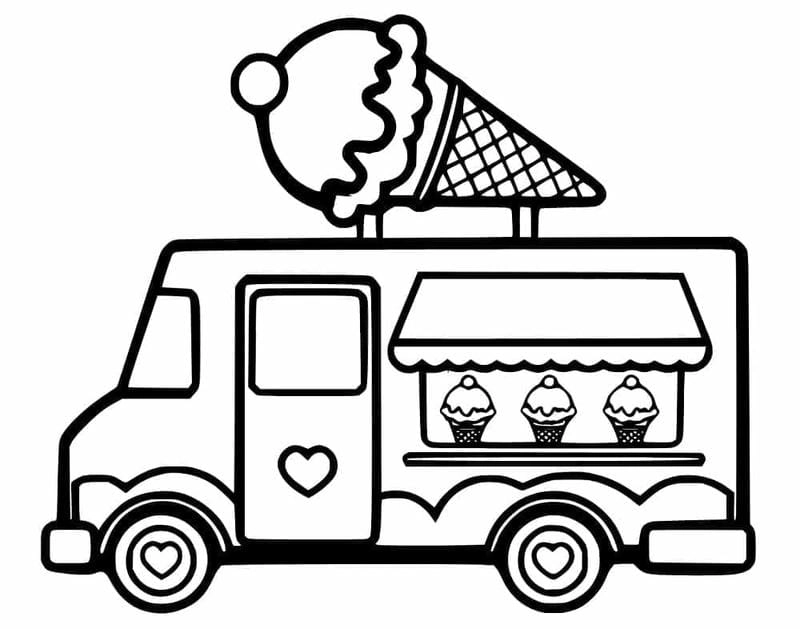 Trải nghiệm tô màu xe kem ngọt mùa hè cực mát mắt với tranh tô màu kem
