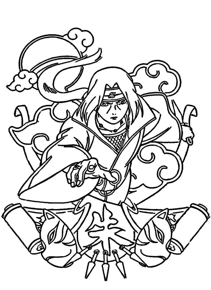 Thế giới ninja thu nhỏ trong hình tô màu naruto cho bé