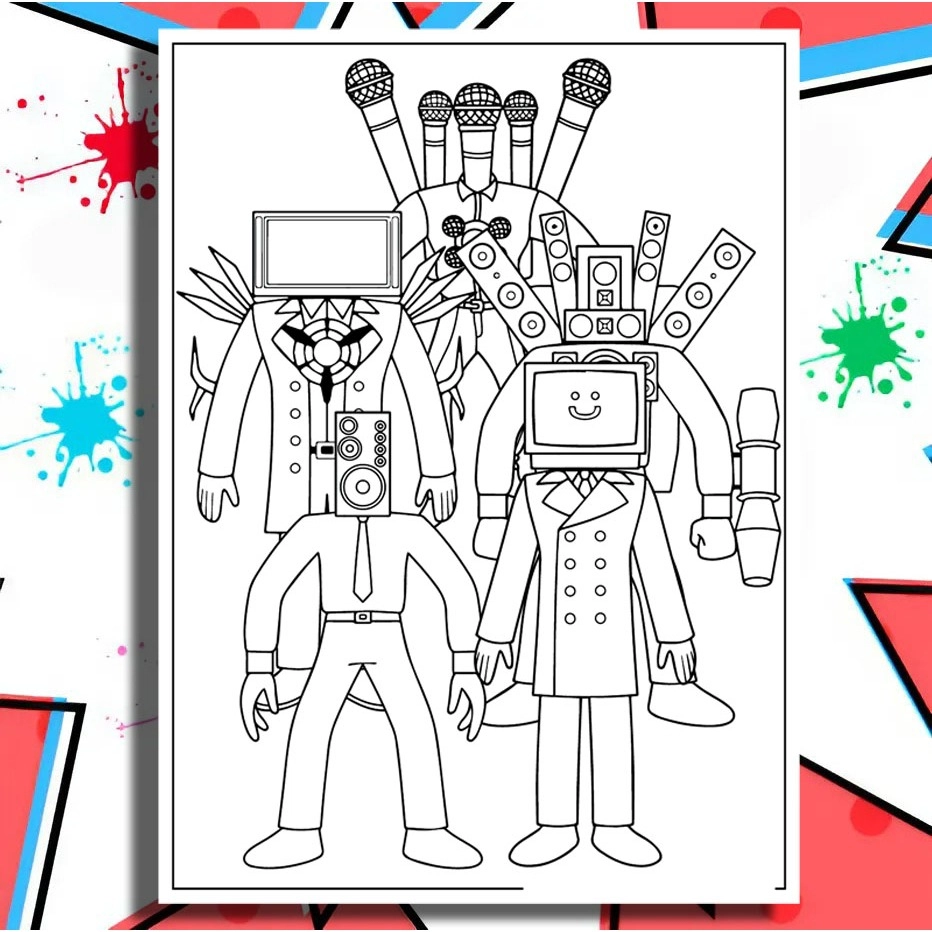 Khám phá nhân vật siêu ngầu qua tranh tô màu speakerman titan v2 cho bé