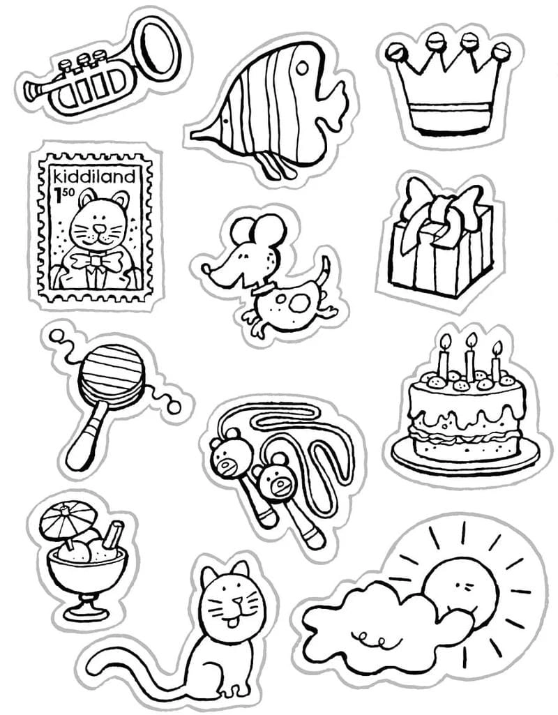 Thế giới ngọt ngào qua hình tô màu sticker cute dễ thương