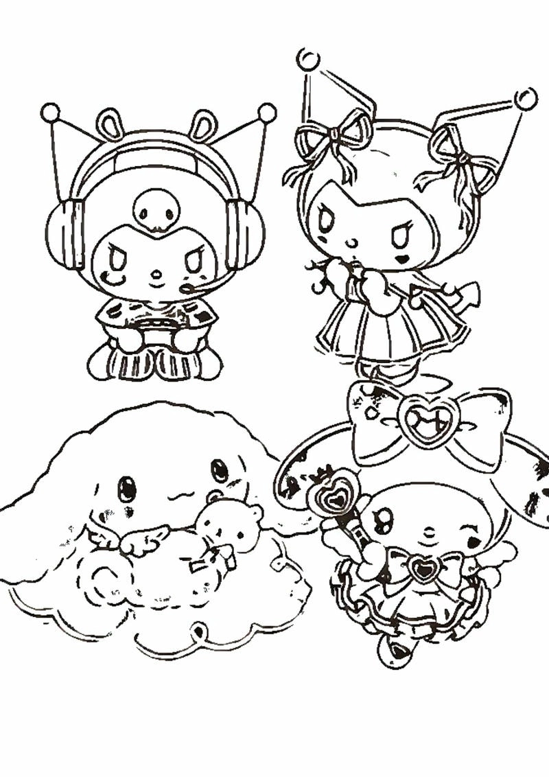 Bé gái cực thích tranh tô màu sticker kuromi độc đáo dễ thương