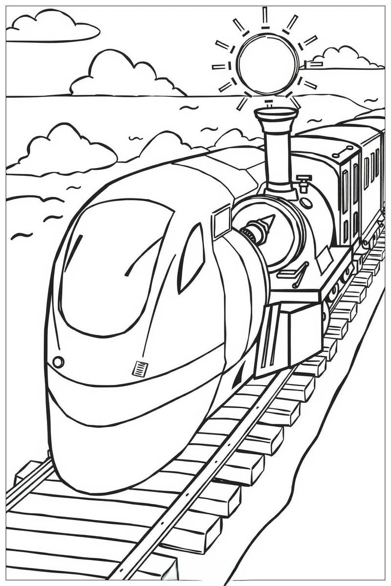 Tập tô tỉ mỉ cùng bộ tranh tô màu tàu hoả siêu đáng yêu