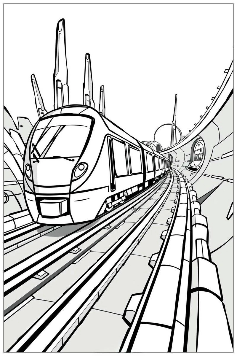 Bé học tốc độ với tranh tô màu tàu cao tốc hiện đại