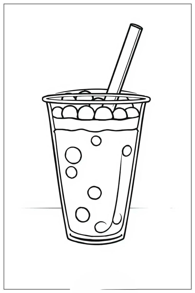 Ly trà sữa tô màu đẹp mắt làm tăng thêm yêu thích tranh tô màu trà sữa