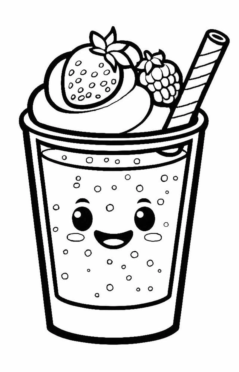 Tranh đơn giản dành cho bé với tô màu ly trà sữa cute sáng tạo