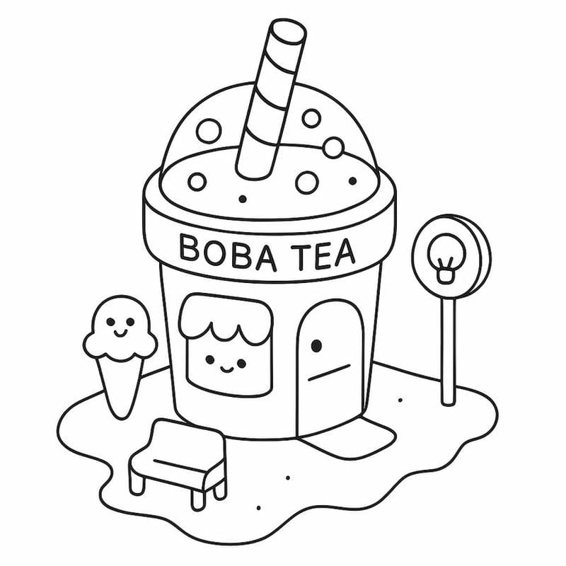 Bé thích thú với tranh trà sữa tranh tô màu đồ ăn cute mini siêu dễ thương đáng yêu