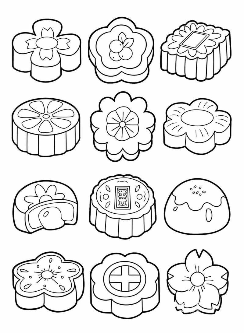 Bé thích mê với tô màu bánh trung thu đa dạng mẫu