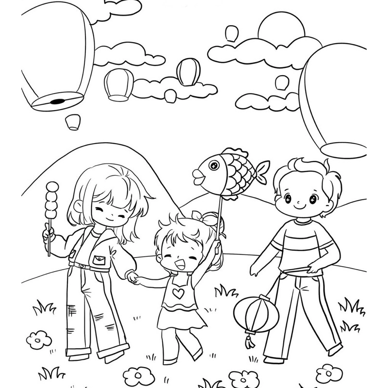 Bé yêu thích tranh tô màu trung thu cho bé dịp lễ hội