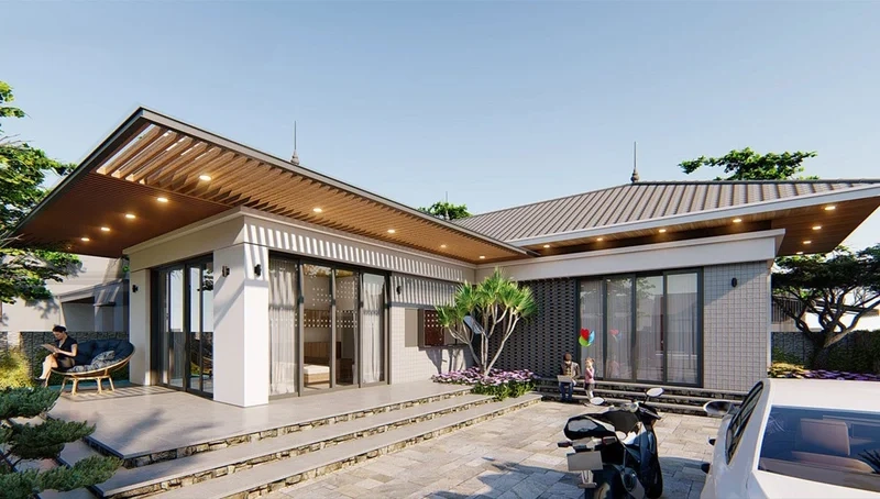 Tham khảo chi tiết mẫu thiết kế nhà chữ l 1 tầng chuẩn xu hướng