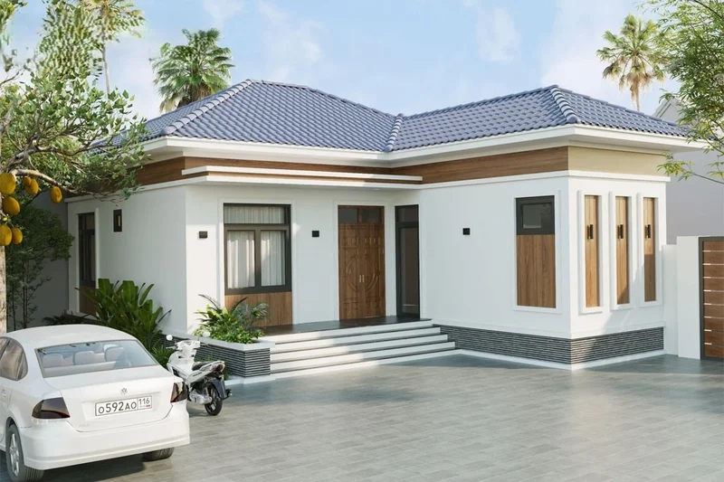 Bộ ý tưởng mẫu nhà 1 tầng chữ l hiện đại đơn giản mà tiện nghi