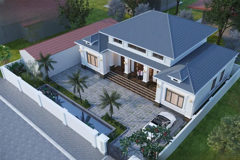 Thiết kế mẫu nhà chữ u nông thôn tiện nghi và thoáng mát