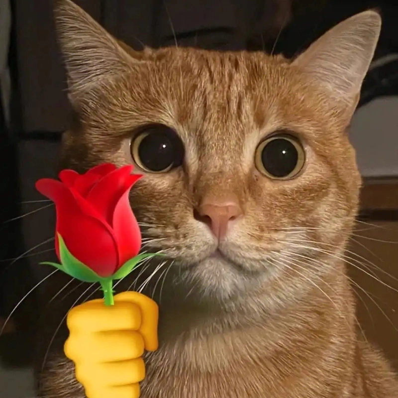Gửi yêu thương qua hình ảnh mèo tặng hoa meme siêu dễ thương