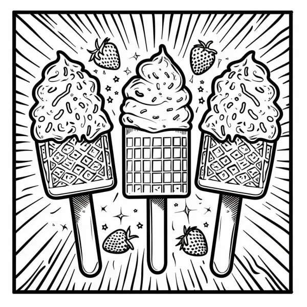 Cực đáng yêu cùng tranh tô màu que kem cute cho bé