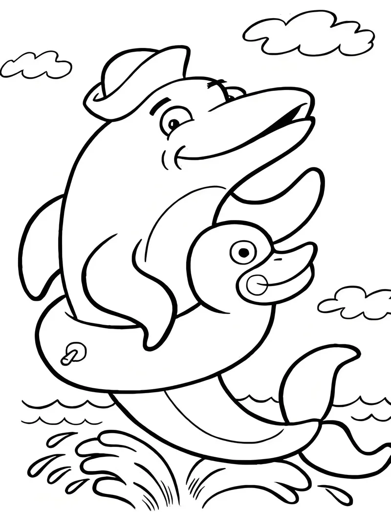 Câu chuyện thần tiên từ tranh tô màu cá heo và nàng tiên cá