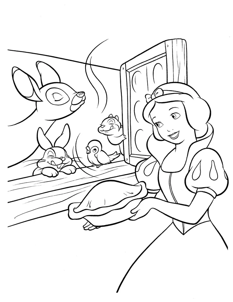 Bé gái mê vẽ đừng bỏ lỡ tranh tô màu công chúa bạch tuyết và 7 chú lùn