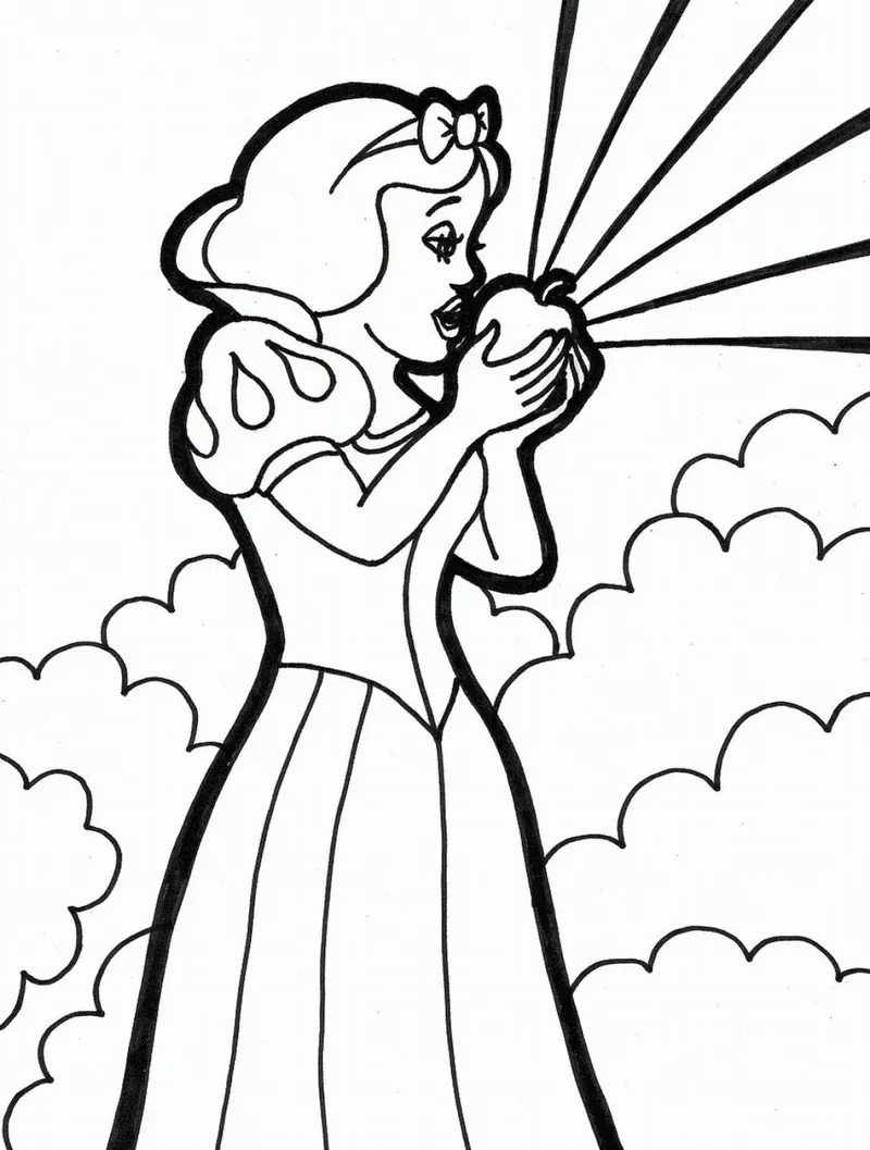 Dễ thương hết nấc với tranh tô màu công chúa bạch tuyết chibi đáng yêu