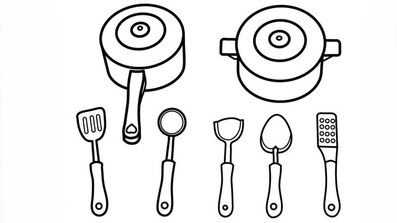 Khám phá góc bếp nhỏ qua tranh tô màu đồ chơi nấu ăn