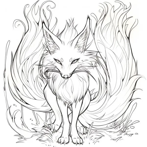 Tải ngay tô màu hồ ly 9 đuôi để bé thỏa trí tưởng tượng