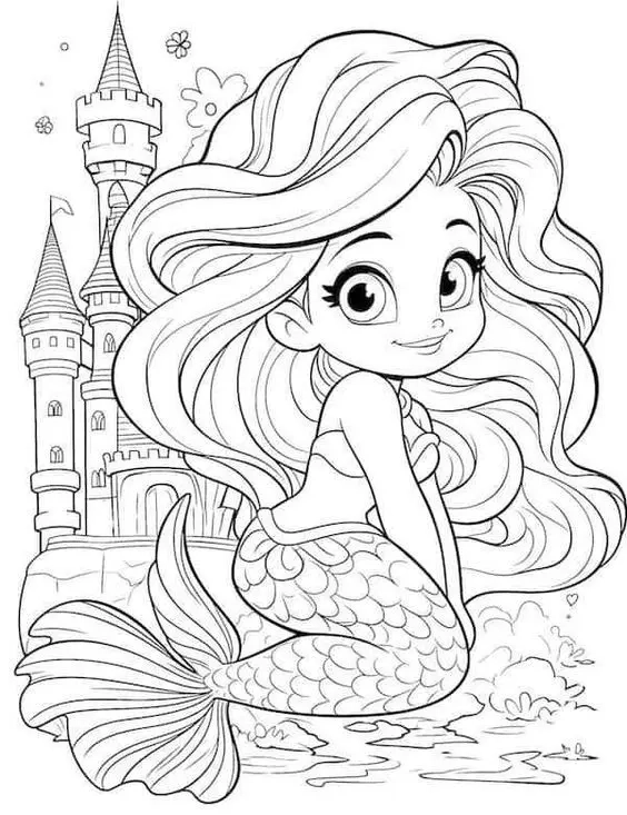 Bộ sưu tập tô màu nàng tiên cá chibi siêu cute cho bé gái