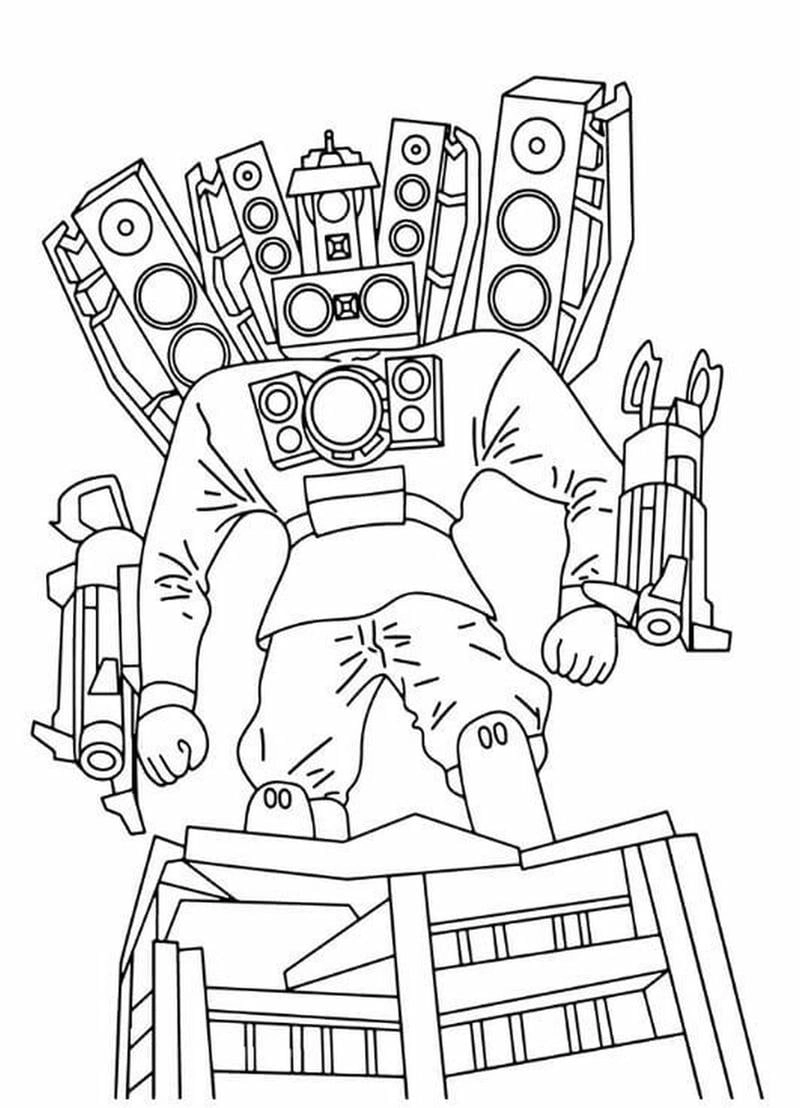 Tải ngay tranh tô màu titan clock man cực ngầu cho bé tô