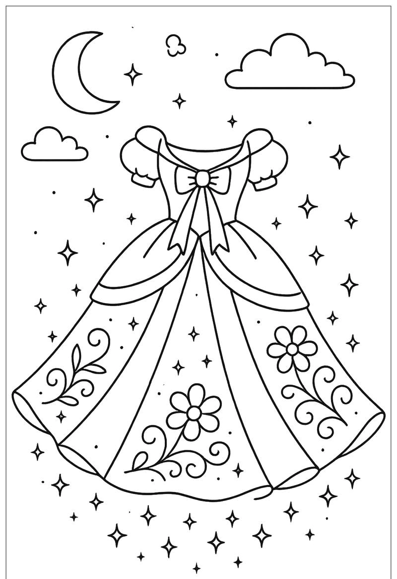 Hình ảnh dễ thương từ bộ tô màu váy bé gái cực đẹp