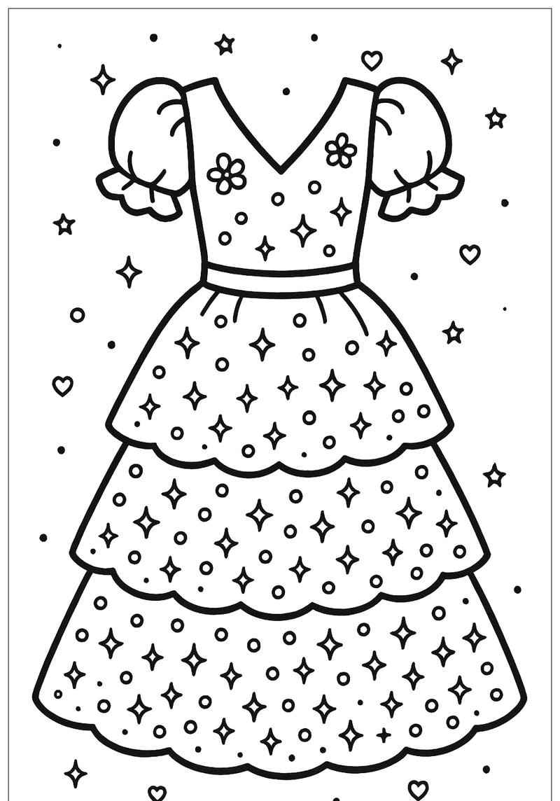 Bộ sưu tập đa dạng cho bé tập tô màu váy sáng tạo