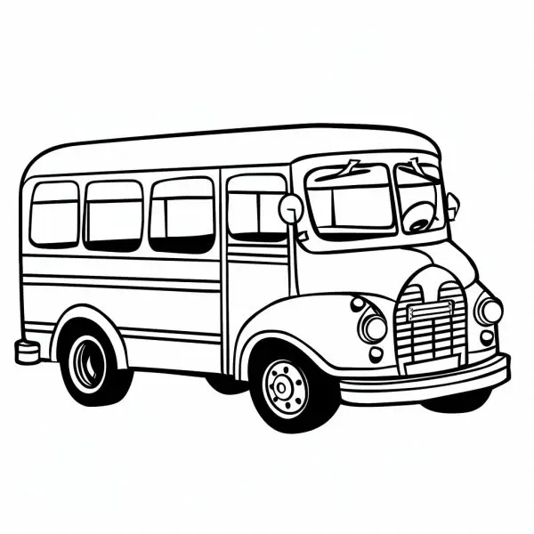 Bé tập tô với tranh tô màu xe buýt rực rỡ cho ngày vui