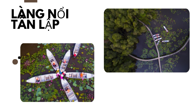 Làng nổi Tân Lập soi bóng trời xanh, đẹp bình yên đến lạ.