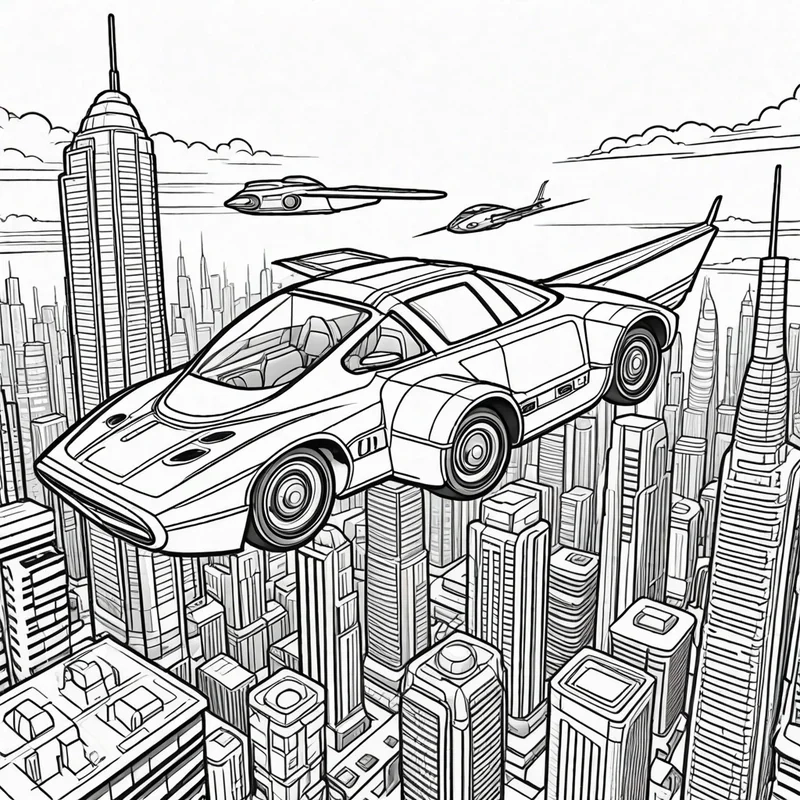Vẽ tranh tô màu ô tô bay rèn luyện tư duy bé