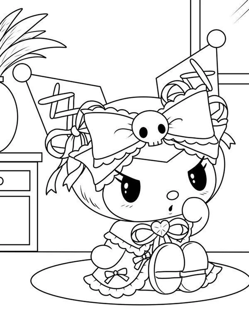 Bé sẽ thích mê bộ tranh tô màu Kuromi đáng yêu cực dễ thương