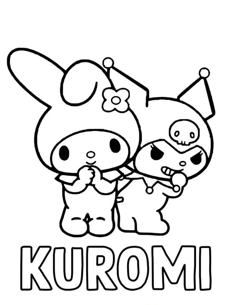 Trọn bộ bộ tranh tô màu Kuromi cực hot cho bé thỏa sức tô màu
