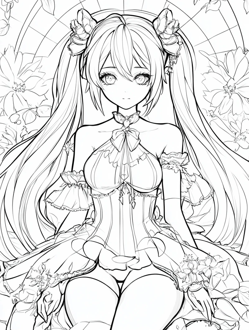 Tải miễn phí tranh tô màu Miku Hatsune miễn phí cực đẹp cho fan