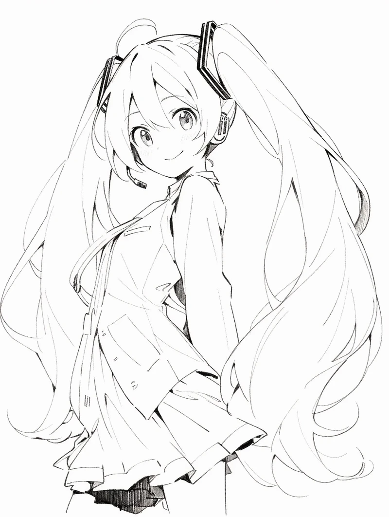 Học vẽ dễ dàng với tranh tô màu Miku Hatsune dễ vẽ dành cho người mới