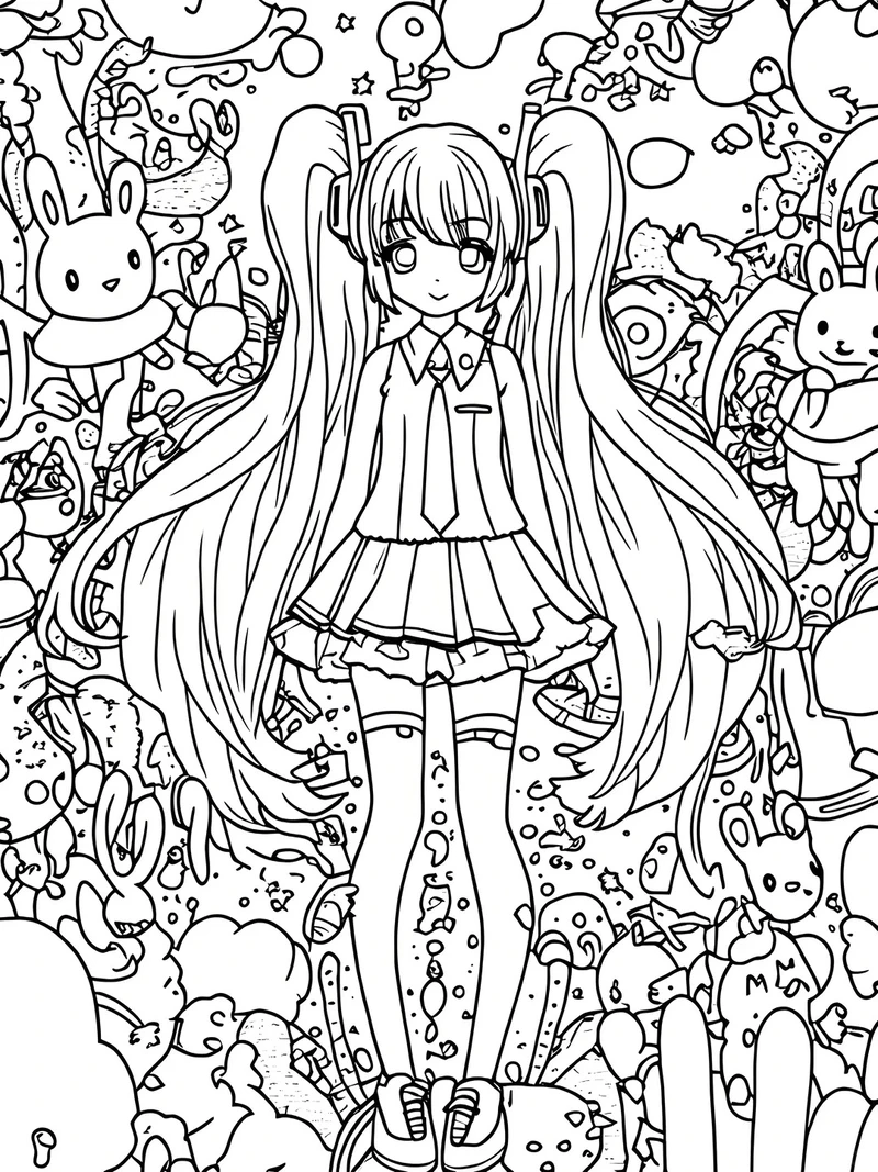 Thử sức với tranh tô màu Miku Hatsune chi tiết dành cho fan yêu vẽ