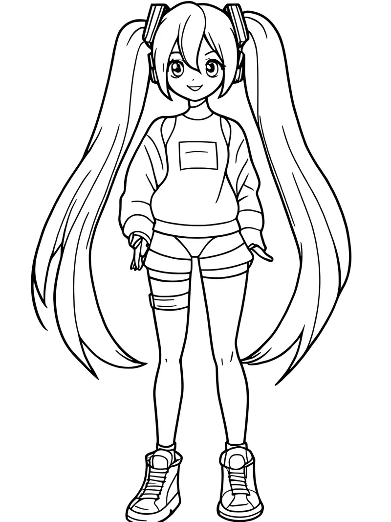 Fan Anime nên lưu ngay tranh tô màu Miku Hatsune chibi cực đáng yêu